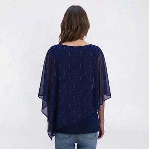 Womens MSK Metallic Solid Studded Accent Capelet Blouse alternate view